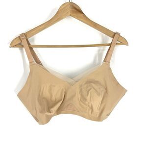 Honey Love CrossOver Wireless Bra Size Large Womens Adjustable Tan Sand Liftwear